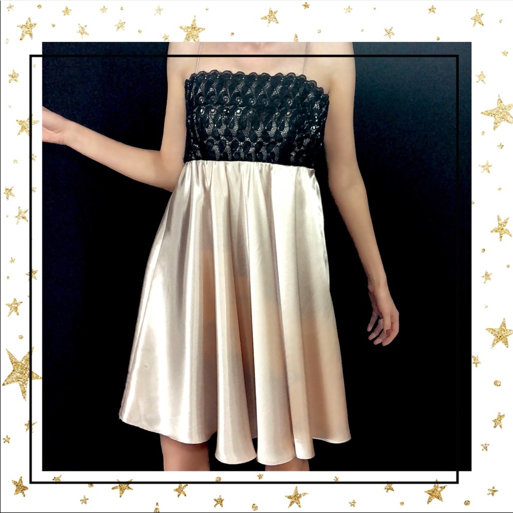 Eliza J Black and Cream Mini Dress